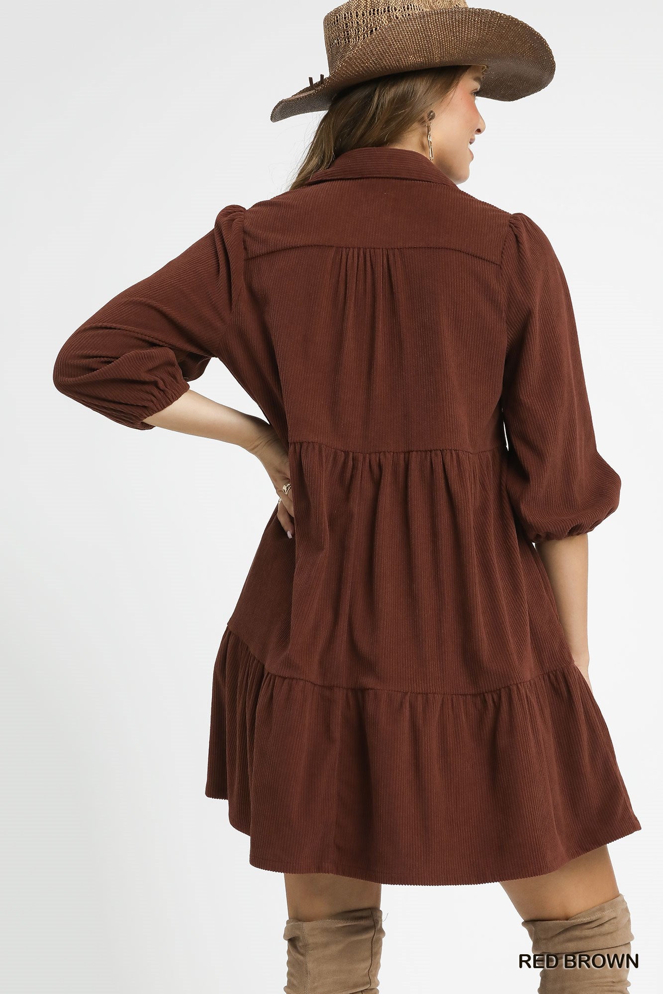 Tiered Corduroy Dress