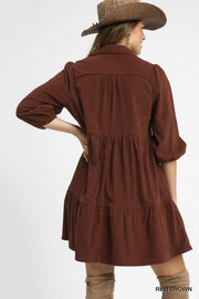 Tiered Corduroy Dress